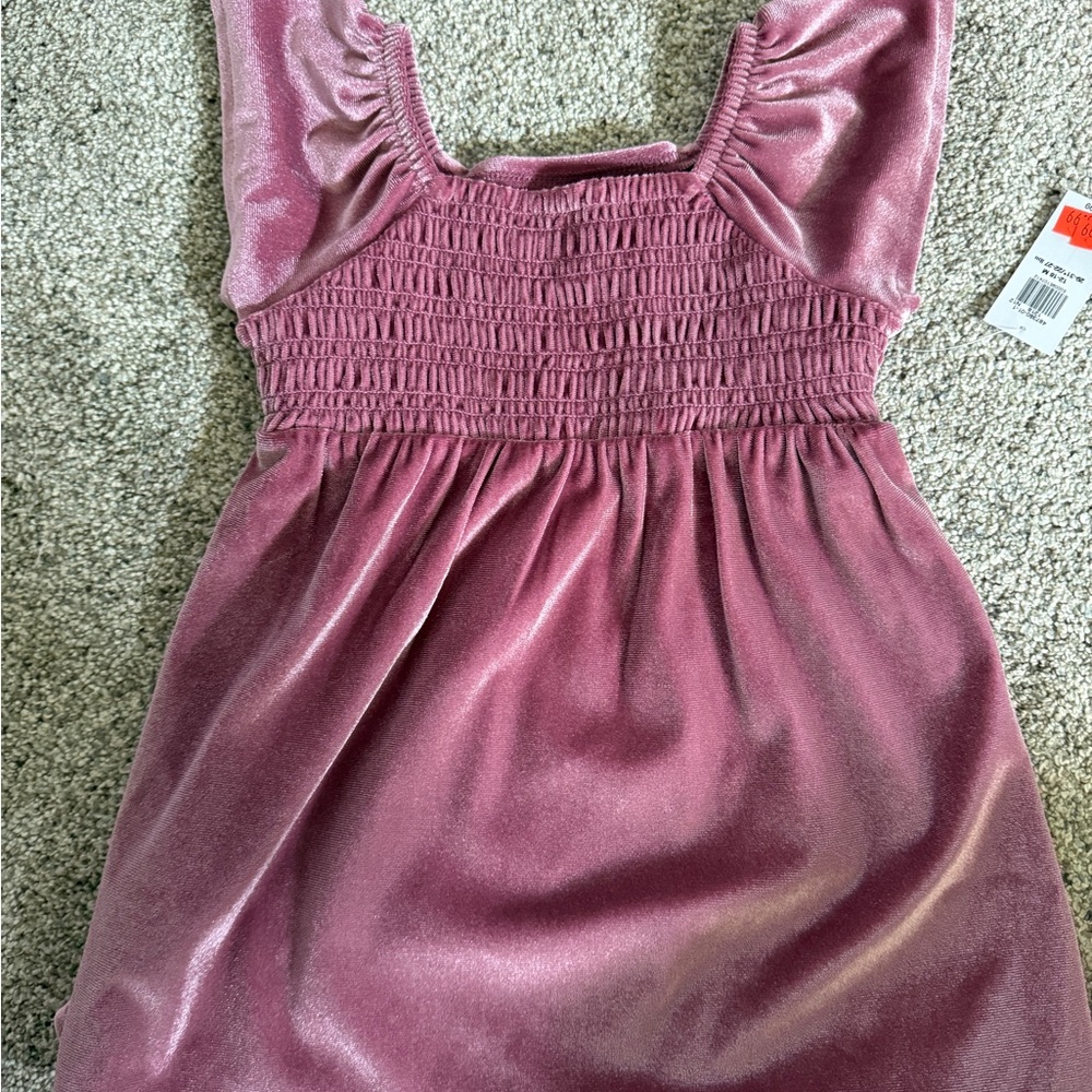 Pink Velvet Sleeveless Dress